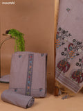 Pastel Brown Munga Cotton Dress Material With Thread Weaves Neck Pattern and Bottom & Dupatta