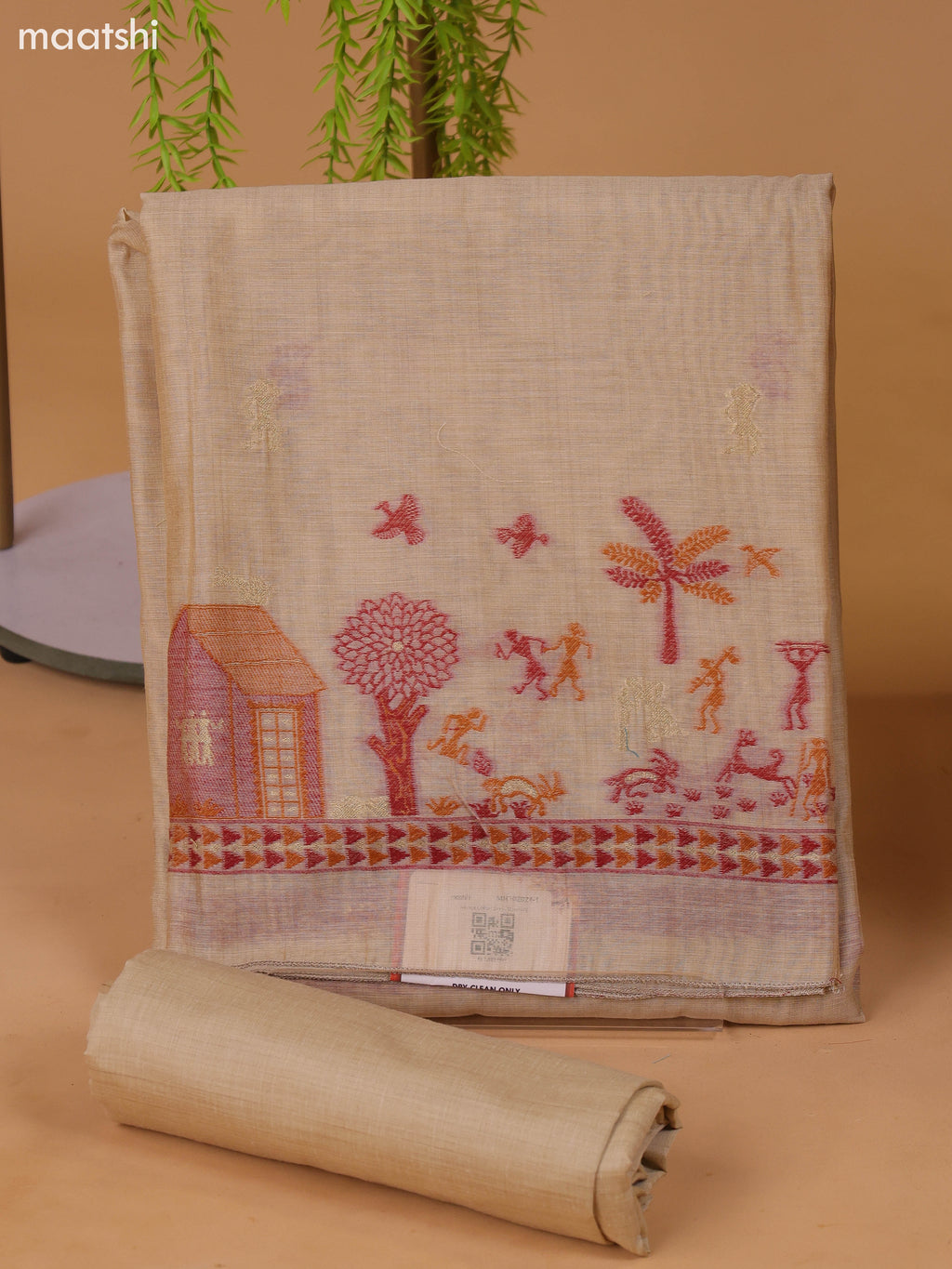 Sandal Munga Cotton Dress Material With Thread Weaves Border and Bottom & Dupatta