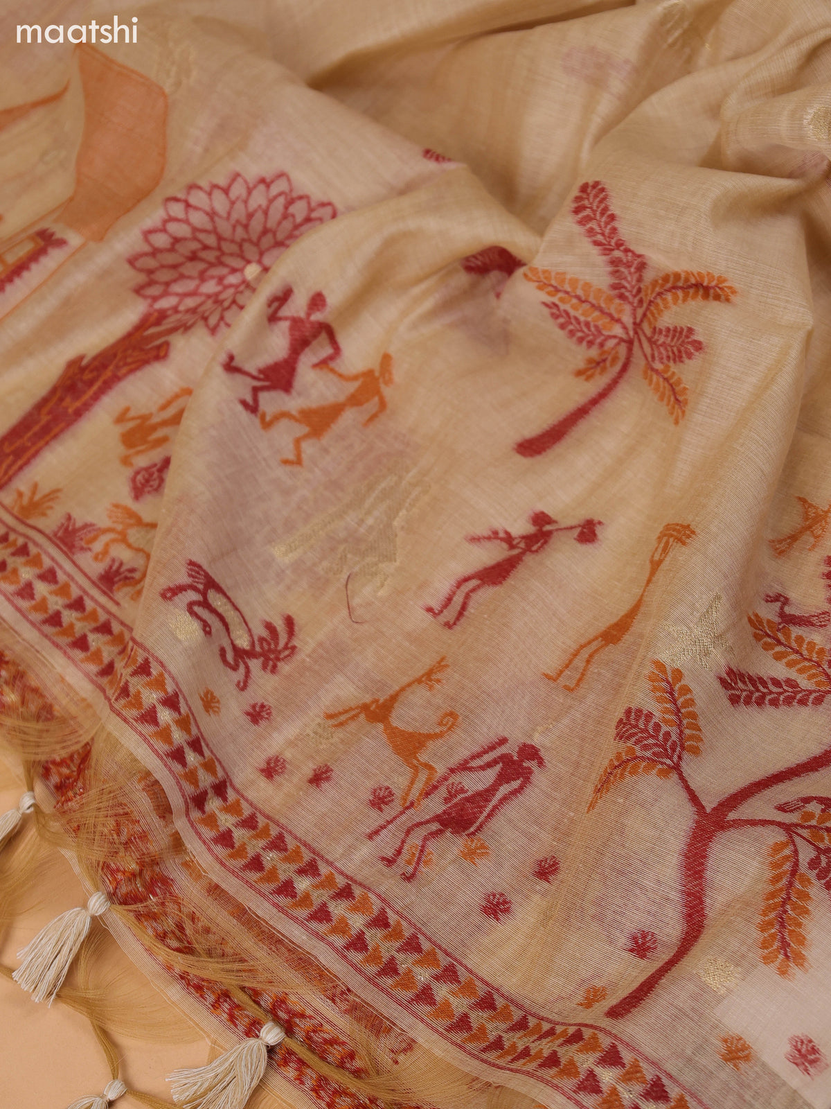 Sandal Munga Cotton Dress Material With Thread Weaves Border and Bottom & Dupatta