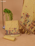 Pastel Yellow Munga Cotton Dress Material With Thread Weaves Border and Bottom & Dupatta