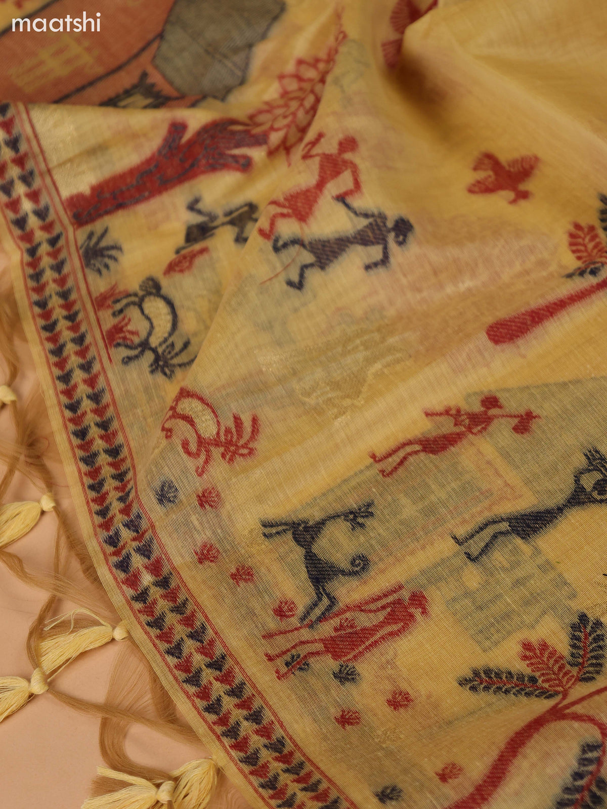 Pastel Yellow Munga Cotton Dress Material With Thread Weaves Border and Bottom & Dupatta