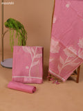 Pastel Pink Munga Cotton Dress Material With Thread & Zari Weaves and Bottom & Dupatta