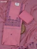 Peach Pink Munga Cotton Dress Material With Zari & Thread Woven