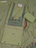 Green Munga Cotton Dress Material With Zari & Thread Woven