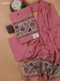 Baby Pink Munga Cotton Dress Material With Paithani Style Pattern