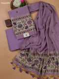 Lavender Munga Cotton Dress Material With Paithani Style Pattern