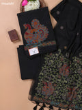 Black Munga Cotton Dress Material With Jamdani Pattern