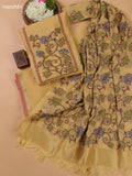 Sandal Munga Cotton Dress Material With Thread Weaves Neck Pattern