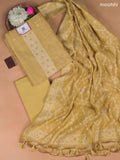 Pale Yellow Munga Cotton Dress Material With Thread and Zari Weaves