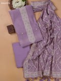 Lavender Munga Cotton Dress Material With Thread and Zari Weaves