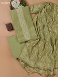 Pastel Green Munga Cotton Dress Material With Thread and Zari Weaves