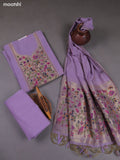 Lavender Munga Cotton Dress Material With Paithani Style Pattern