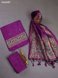 Purple Munga Cotton Dress Material With Paithani Style Pattern