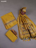 Mustard Yellow Munga Cotton Dress Material With Paithani Style Pattern