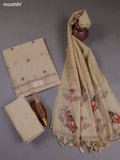 Beige Munga Cotton Dress Material With Thread & Zari Woven Floral Pattern