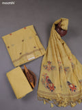 Yellow Munga Cotton Dress Material With Thread & Zari Woven Floral Pattern