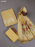 Yellow Munga Cotton Dress Material With Thread & Zari Woven Floral Pattern