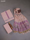 Peach Munga Cotton Dress Material With Thread & Zari Weaves