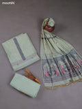 Pastel Green Munga Cotton Dress Material With Thread & Zari Weaves