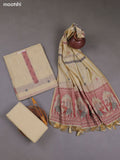 Sandal Munga Cotton Dress Material With Thread & Zari Weaves