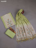 Pastel Green Munga Cotton Dress Material With Thread & Zari Weaves