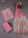 Pink Munga Cotton Dress Material With Thread & Zari Weaves
