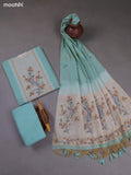 Teal Blue Munga Cotton Dress Material With Thread & Zari Weaves