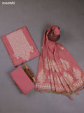 Mauve Pik Munga Cotton Dress Material With Thread & Zari Weaves