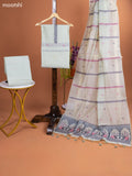 Pastel Green and Black Munga Cotton Dress Material With Thread Weaves and Bottom & Dupatta