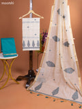 Off White and Peacock Green Munga Cotton Dress Material With Woven Buttas & Embroidery Work Pattern and Bottom & Dupatta