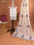 Off White and Maroon Munga Cotton Dress Material With Woven Buttas & Embroidery Work Pattern and Bottom & Dupatta