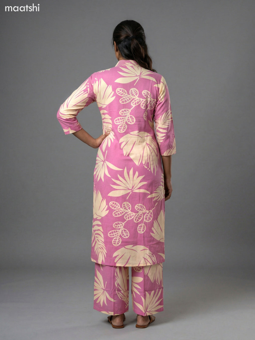 Peach Pink and Cream Royan Floral Printed Co-Ord Set