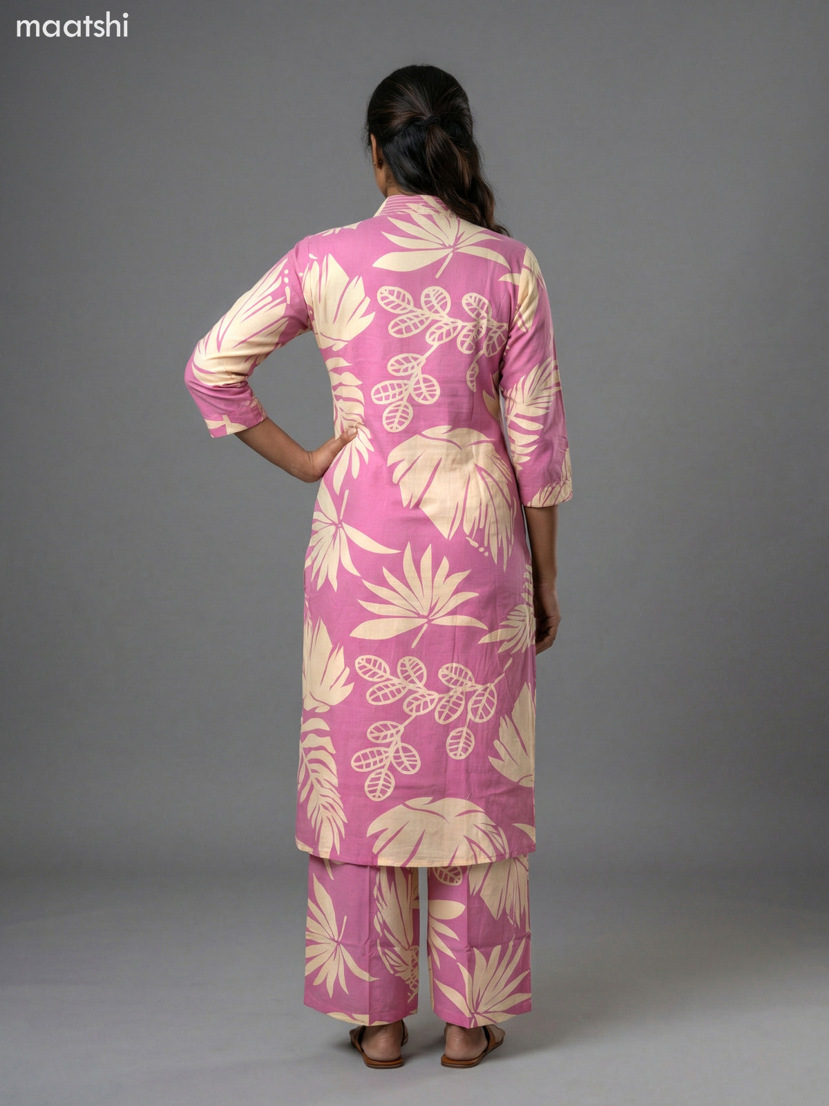 Peach Pink and Cream Royan Floral Printed Co-Ord Set