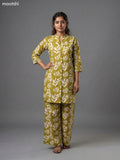 Lime Green and Cream Cotton Floral Printed Short Co-Ord Set