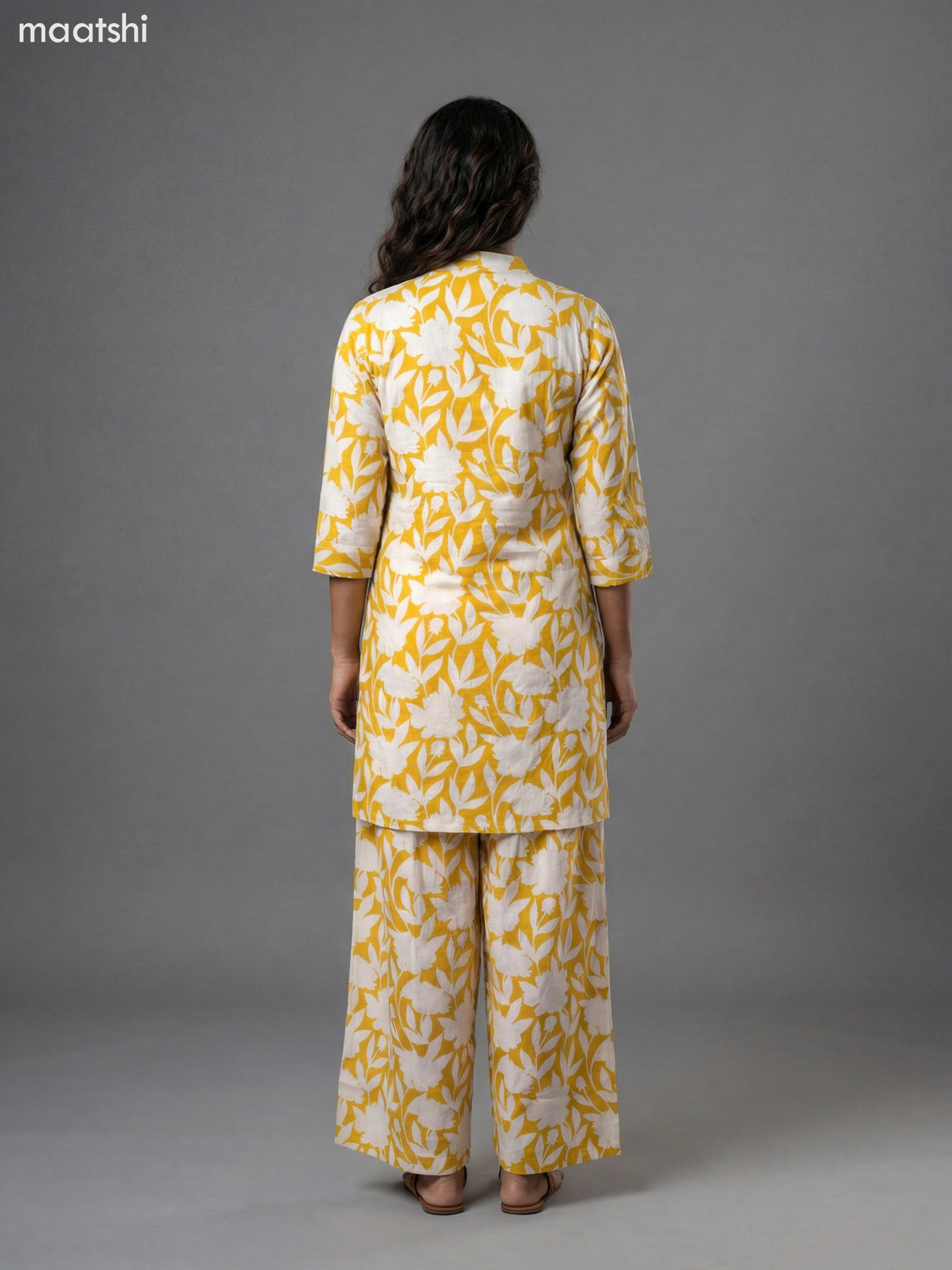 Yellow and Cream Cotton Floral Printed Short Co-Ord Set