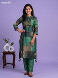 Green Art Tussar Printed Fish Cut Kurti Set