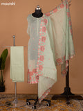 Pastel Green Semi Stitch Mul Chanderi Dress Material With Floral Embroidery Work Pattern