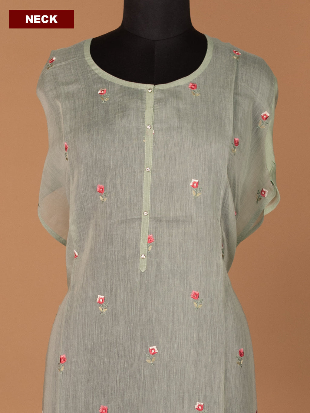 Pastel Green Semi Stitch Mul Chanderi Dress Material With Floral Embroidery Work Pattern