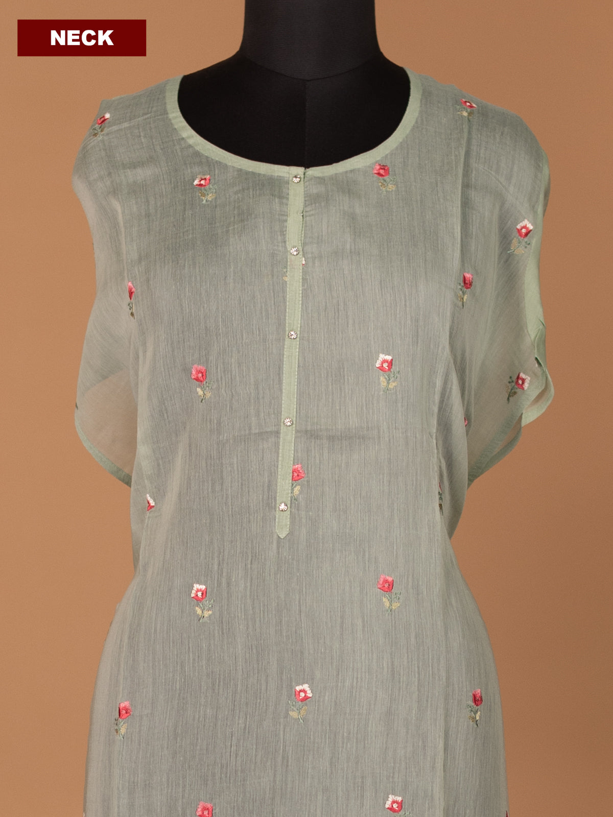 Pastel Green Semi Stitch Mul Chanderi Dress Material With Floral Embroidery Work Pattern