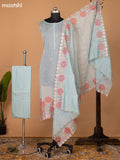Pastel Blue Semi Stitch Mul Chanderi Dress Material With Floral Embroidery Work Pattern