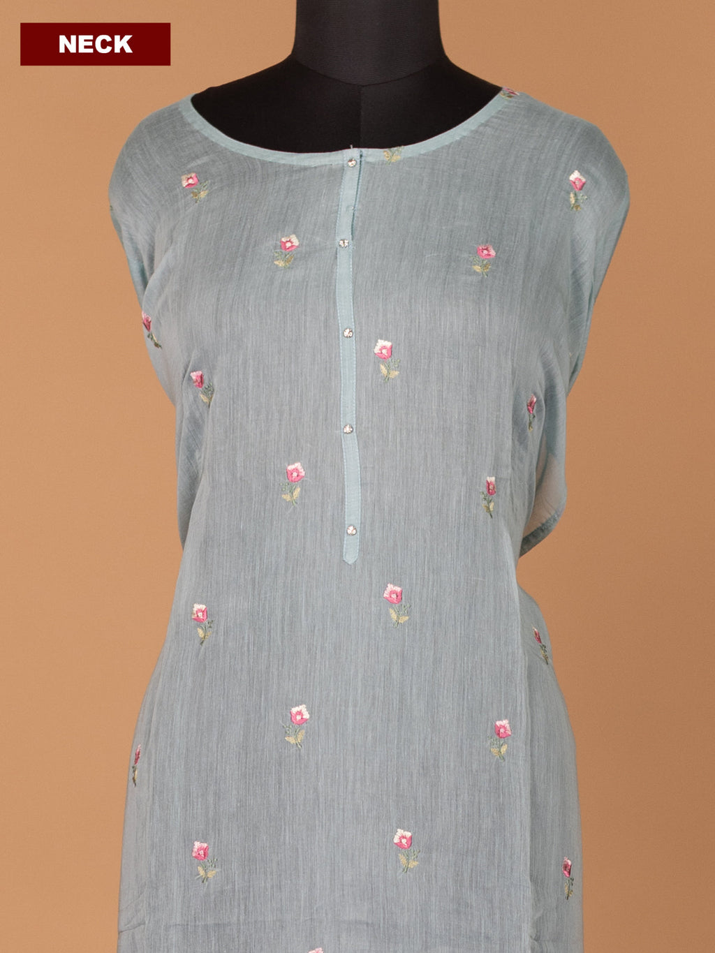 Pastel Blue Semi Stitch Mul Chanderi Dress Material With Floral Embroidery Work Pattern