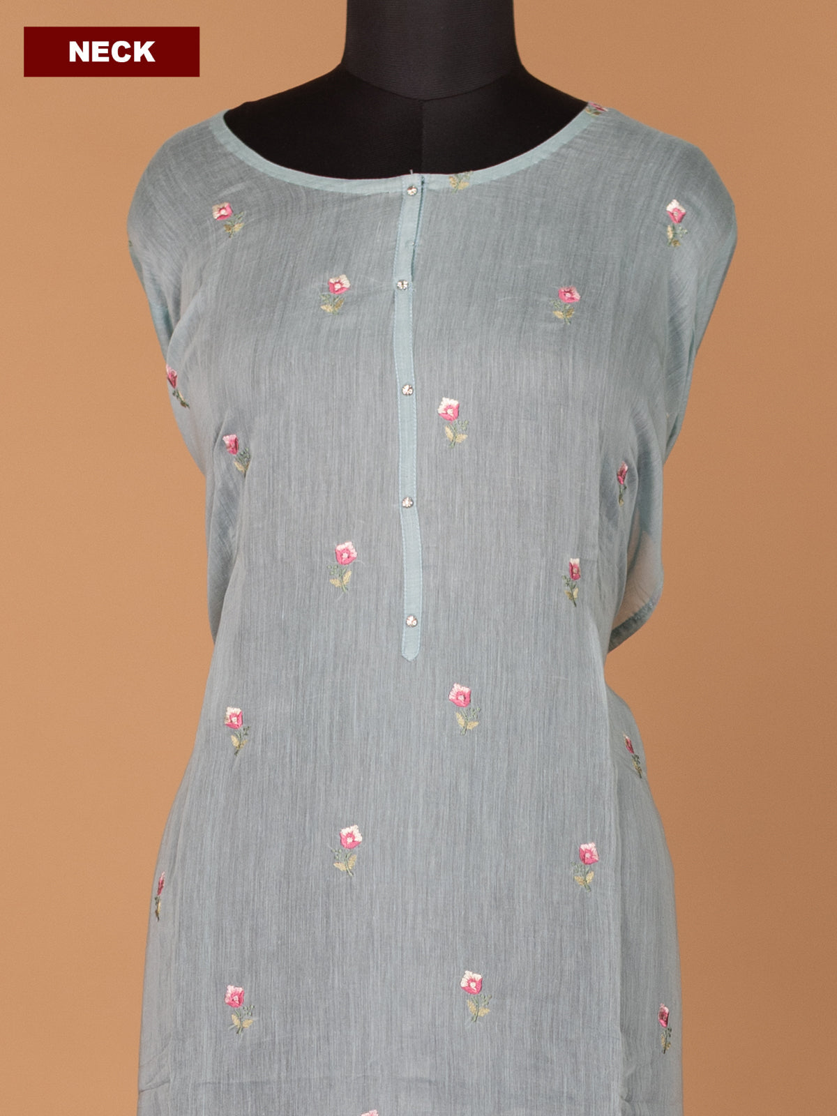 Pastel Blue Semi Stitch Mul Chanderi Dress Material With Floral Embroidery Work Pattern