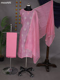 Peach Pink Semi Stitch Mul Chanderi Dress Material With Embroidery Work Pattern