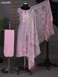 Baby Pink Semi Stitch Mul Chanderi Dress Material With Embroidery Work Pattern
