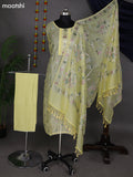 Pale Yellow Semi Stitch Mul Chanderi Dress Material With Embroidery Work Pattern
