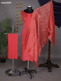 Red Semi Stitch Mul Chanderi Dress Material With Embroidery Work Pattern