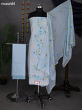 Light Blue Raw Silk Dress Material With Embroidery Work Neck Pattern
