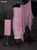 Light Pink Raw Silk Dress Material With Embroidery Work Neck Pattern