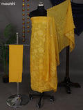 Yellow Mul Chanderi Dress Material With Floral Patch Pattern