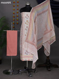 Off White and Peach Shade Cotton Dress Material With Allover Prints and Bottom & Dupatta